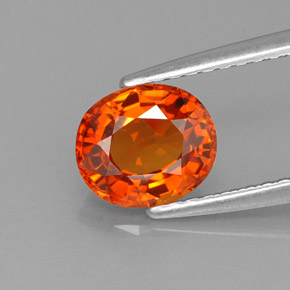 1.61캐럿 천연 만다린 오렌지 스페사르타이트 가넷, 타원형 컷, 7.2×6.2 mm, VVS-VS