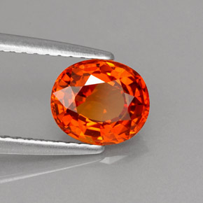 1.61캐럿 천연 만다린 오렌지 스페사르타이트 가넷, 타원형 컷, 7.2×6.2 mm, VVS-VS