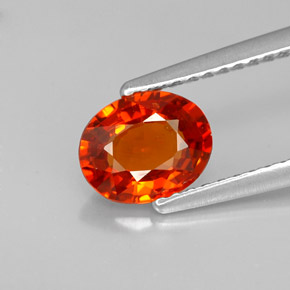 1.29캐럿 천연 만다린 오렌지 스페사르타이트 가넷, 타원형 컷, 7.2×5.8 mm, VVS-VS