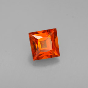 0.65캐럿 천연 만다린 오렌지 스페사르타이트 가넷, 스퀘어, 4.6×4.5 mm, VS-SI