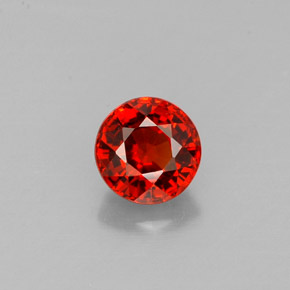 0.88캐럿 천연 붉은빛 오렌지 스페사르타이트 가넷, 라운드 컷, 5.26 mm, VVS