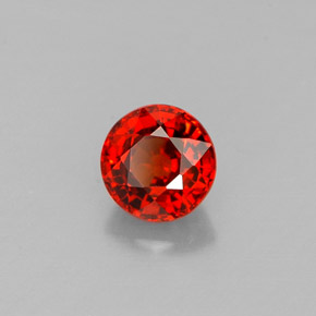 0.88캐럿 천연 붉은빛 오렌지 스페사르타이트 가넷, 라운드 컷, 5.26 mm, VVS