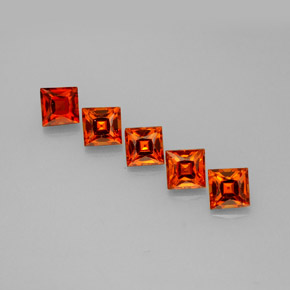 캐럿 천연 만다린 오렌지 스페사르타이트 가넷 보석, 스퀘어, 3.3×3.3 mm, VS