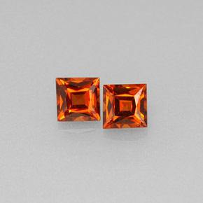 캐럿 천연 만다린 오렌지 스페사르타이트 가넷 보석, 스퀘어, 3.7×3.7 mm, VVS-VS