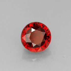 0.95캐럿 천연 레드 오렌지 스페사르타이트 가넷, 라운드 컷, 5.21 mm, VS