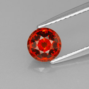 0.98캐럿 천연 레드 오렌지 스페사르타이트 가넷, 라운드 컷, 5.65 mm, VVS-VS