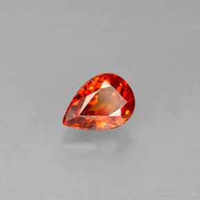 1.39캐럿 천연 만다린 오렌지 스페사르타이트 가넷, 배 모양, 7.7×5.5 mm, VS-SI