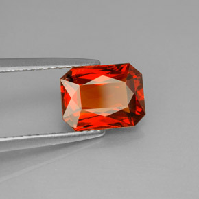 2.42캐럿 천연 딥 오렌지 레드 스페사르타이트 가넷, 에메랄드 컷, 8.5×6.5 mm, VVS-VS