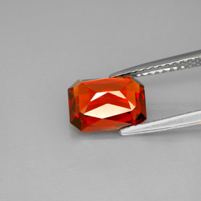 2.42캐럿 천연 딥 오렌지 레드 스페사르타이트 가넷, 에메랄드 컷, 8.5×6.5 mm, VVS-VS