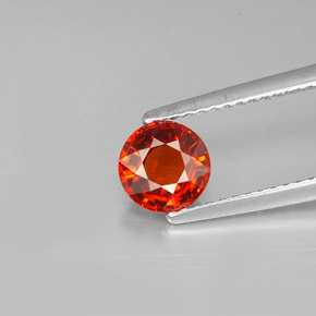 1.24캐럿 천연 레드 오렌지 스페사르타이트 가넷, 라운드 컷, 6.08 mm, VVS-VS