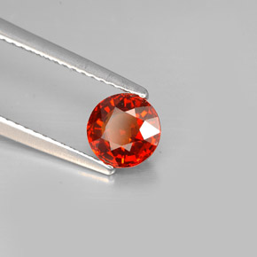 1.24캐럿 천연 레드 오렌지 스페사르타이트 가넷, 라운드 컷, 6.08 mm, VVS-VS