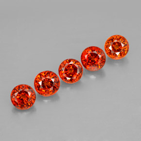캐럿 천연 만다린 오렌지 스페사르타이트 가넷 보석, 라운드 컷, 4.19 mm, VVS-VS
