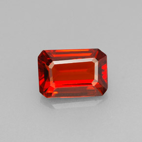 1.60캐럿 천연 붉은빛 오렌지 스페사르타이트 가넷, 에메랄드 컷, 7.6×5.2 mm, VVS-VS
