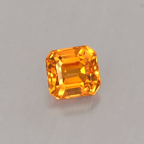 0.41캐럿 천연 만다린 오렌지 스페사르타이트 가넷, 에메랄드 컷, 3.9×3.7 mm, VS