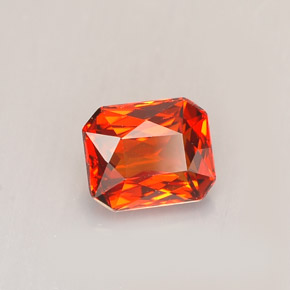 1.40캐럿 천연 만다린 오렌지 스페사르타이트 가넷, 에메랄드 컷, 6.5×5.4 mm, VVS-VS