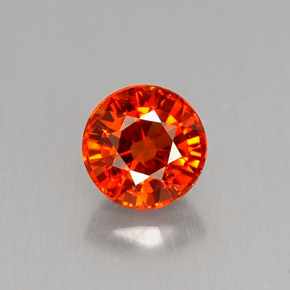0.90캐럿 천연 레드 오렌지 스페사르타이트 가넷, 라운드 컷, 5.30 mm, VS