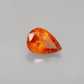 0.61캐럿 천연 레드 오렌지 스페사르타이트 가넷, 배 모양, 6.1×4.3 mm, VS