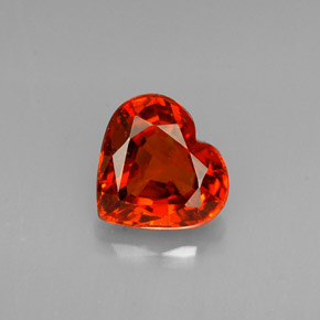 0.99캐럿 천연 붉은빛 오렌지 스페사르타이트 가넷, 하트 모양, 6.3×5.9 mm, VS