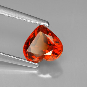 0.99캐럿 천연 붉은빛 오렌지 스페사르타이트 가넷, 하트 모양, 6.3×5.9 mm, VS