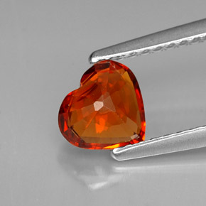 0.99캐럿 천연 붉은빛 오렌지 스페사르타이트 가넷, 하트 모양, 6.3×5.9 mm, VS