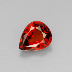 1.23캐럿 천연 레드 오렌지 스페사르타이트 가넷, 배 모양, 7.2×5.9 mm, VVS