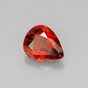 1.23캐럿 천연 레드 오렌지 스페사르타이트 가넷, 배 모양, 7.2×5.9 mm, VVS