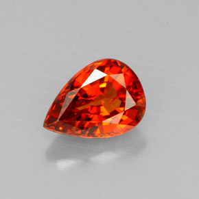 1.33캐럿 천연 레드 오렌지 스페사르타이트 가넷, 배 모양, 7.6×5.6 mm, VS