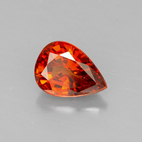 1.33캐럿 천연 레드 오렌지 스페사르타이트 가넷, 배 모양, 7.6×5.6 mm, VS