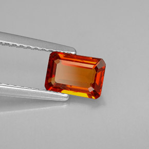 0.97캐럿 천연 레드 오렌지 스페사르타이트 가넷, 에메랄드 컷, 6.8×4.7 mm, VVS-VS