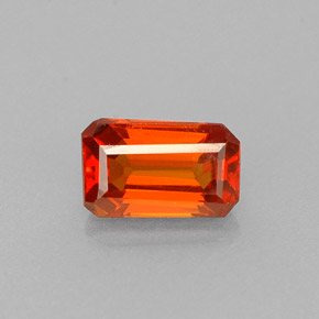 0.71캐럿 천연 레드 오렌지 스페사르타이트 가넷, 에메랄드 컷, 6.1×3.8 mm, VVS