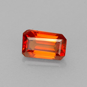 0.71캐럿 천연 레드 오렌지 스페사르타이트 가넷, 에메랄드 컷, 6.1×3.8 mm, VVS