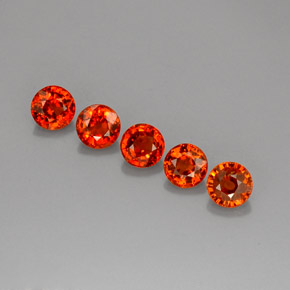 캐럿 천연 레드 오렌지 스페사르타이트 가넷 보석, 라운드 컷, 5.16 mm, VVS-VS