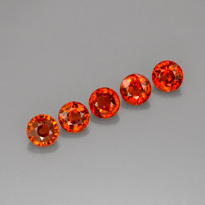 캐럿 천연 레드 오렌지 스페사르타이트 가넷 보석, 라운드 컷, 5.16 mm, VVS-VS