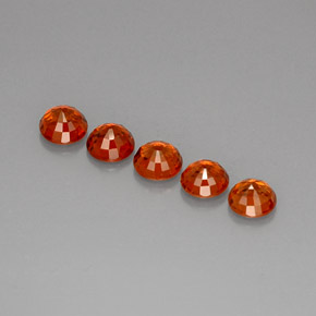 캐럿 천연 레드 오렌지 스페사르타이트 가넷 보석, 라운드 컷, 5.16 mm, VVS-VS
