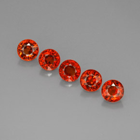 캐럿 천연 레드 오렌지 스페사르타이트 가넷 보석, 라운드 컷, 5.20 mm, VVS-VS