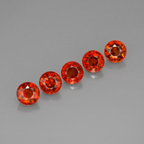 캐럿 천연 레드 오렌지 스페사르타이트 가넷 보석, 라운드 컷, 5.20 mm, VVS-VS