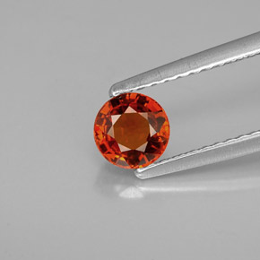 0.75캐럿 천연 레드 오렌지 스페사르타이트 가넷, 라운드 컷, 5.11 mm, VVS-VS