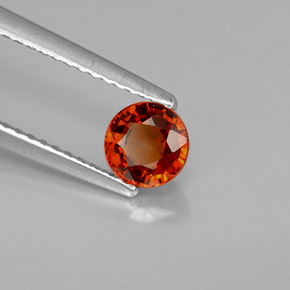 0.75캐럿 천연 레드 오렌지 스페사르타이트 가넷, 라운드 컷, 5.11 mm, VVS-VS
