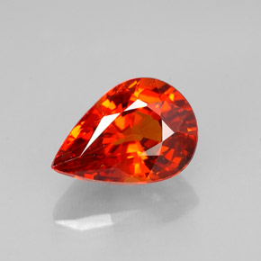 1.23캐럿 천연 만다린 오렌지 스페사르타이트 가넷, 배 모양, 7.6×5.3 mm, VVS-VS