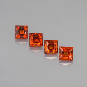 캐럿 천연 만다린 오렌지 스페사르타이트 가넷 보석, 스퀘어, 3.3×3.3 mm, VVS-VS