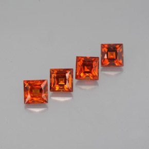 캐럿 천연 만다린 오렌지 스페사르타이트 가넷 보석, 스퀘어, 3.3×3.3 mm, VVS-VS