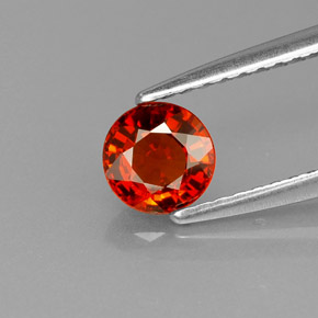 0.65캐럿 천연 레드 오렌지 스페사르타이트 가넷, 라운드 컷, 5.10 mm, VVS-VS