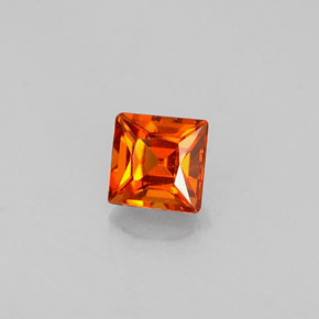 0.36캐럿 천연 만다린 오렌지 스페사르타이트 가넷, 스퀘어, 3.6×3.6 mm, VVS-VS