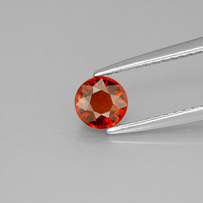 0.70캐럿 천연 레드 오렌지 스페사르타이트 가넷, 라운드 컷, 4.94 mm, VVS