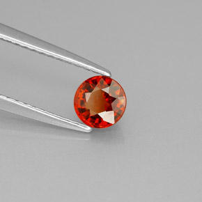 0.70캐럿 천연 레드 오렌지 스페사르타이트 가넷, 라운드 컷, 4.94 mm, VVS