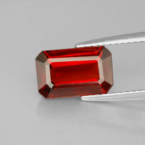 3.31캐럿 천연 붉은빛 오렌지 스페사르타이트 가넷, 에메랄드 컷, 10.4×6.6 mm, VS