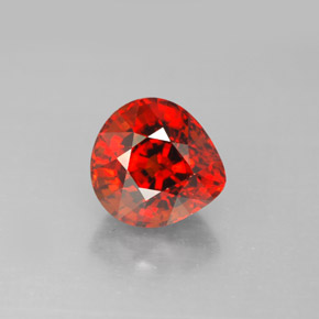 3.32캐럿 천연 레드 오렌지 스페사르타이트 가넷, 배 모양, 8.5×8.1 mm, VVS-VS