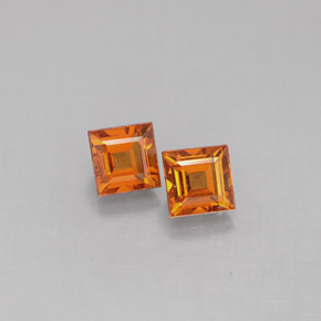 캐럿 천연 만다린 오렌지 스페사르타이트 가넷 보석, 스퀘어, 4.1×4.1 mm, VS