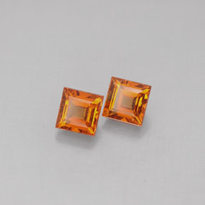 캐럿 천연 만다린 오렌지 스페사르타이트 가넷 보석, 스퀘어, 4.1×4.1 mm, VS