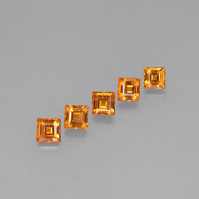 캐럿 천연 만다린 오렌지 스페사르타이트 가넷 보석, 스퀘어, 3.3×3.3 mm, VS
